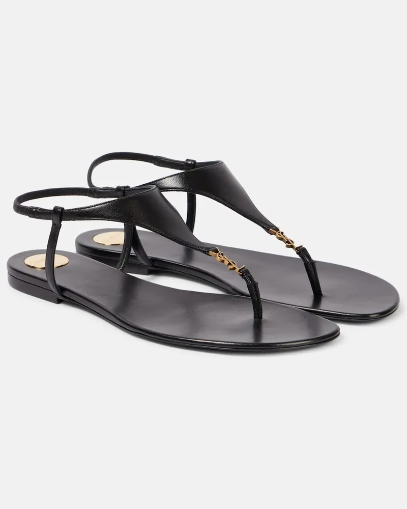 Saint Laurent Sandali infradito Cassandra in pelle Nero
