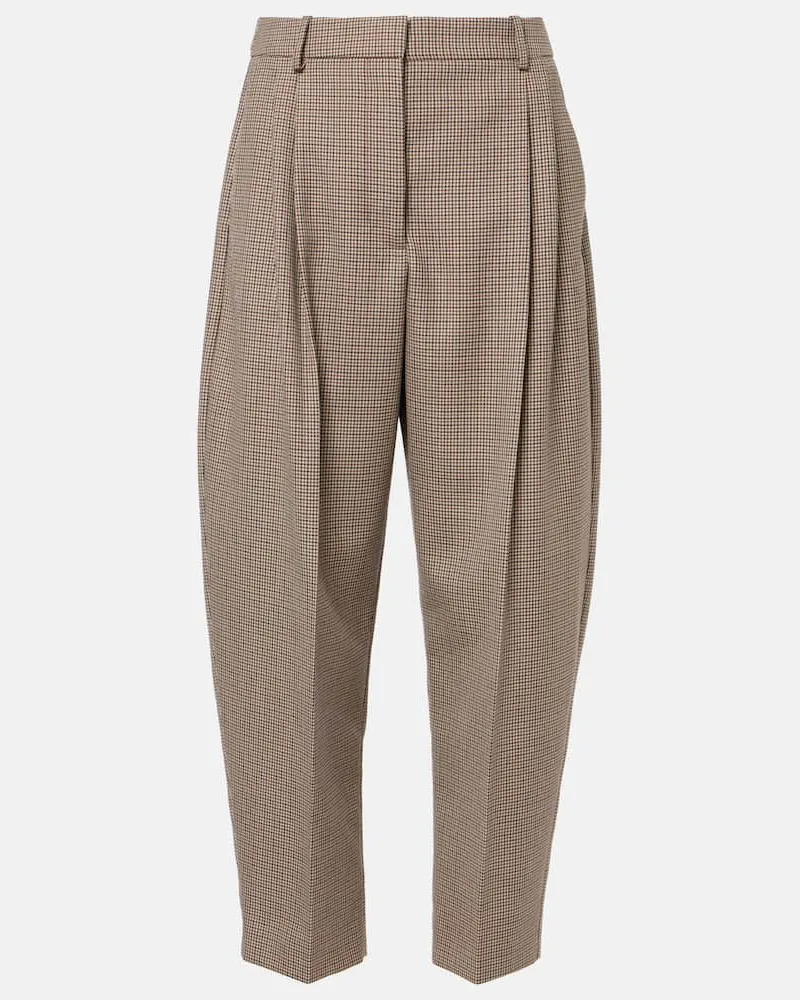 Stella McCartney Pantaloni cropped a gamba larga in lana Marrone