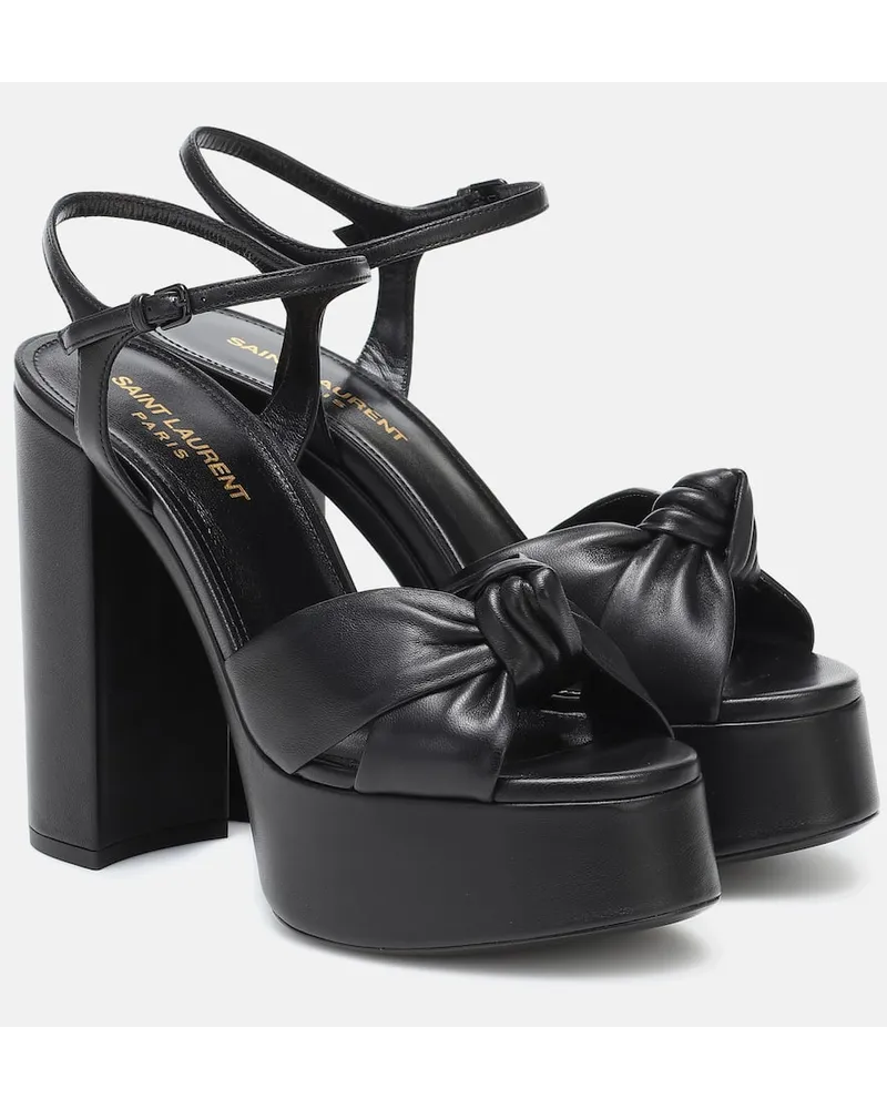 Saint Laurent Sandali Bianca 125 in pelle con plateau Nero