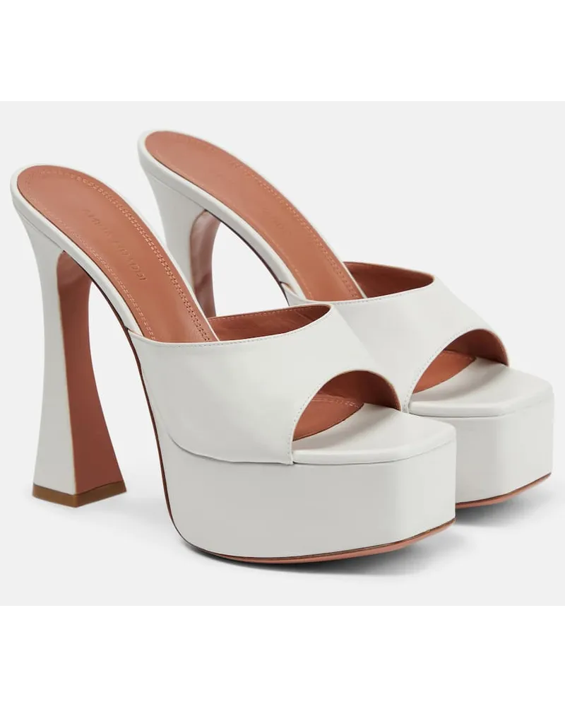 Amina Muaddi Sandali Dalida in pelle con plateau Bianco
