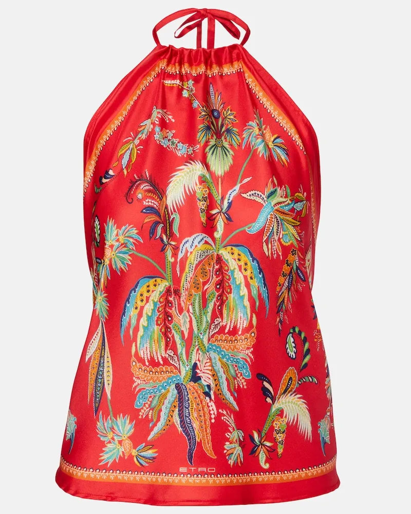 Etro Top in twill di seta con stampa Rosso