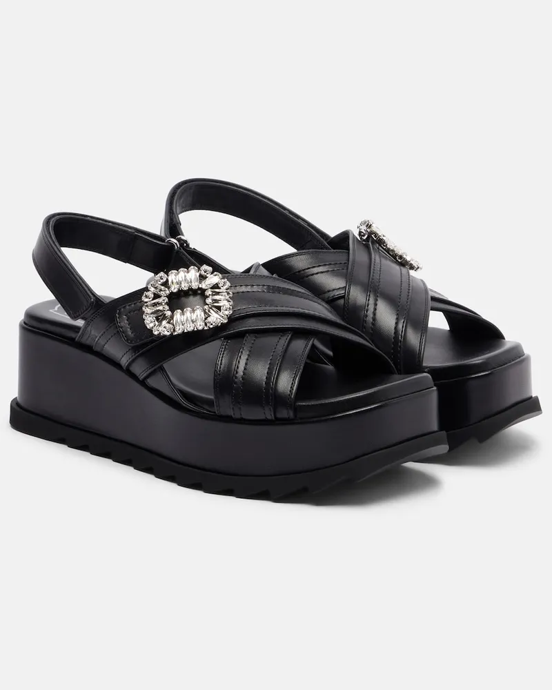 Roger Vivier Sandali platform Strass Buckle in pelle Nero