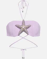 David Koma Bralette in crêpe con cristalli Viola