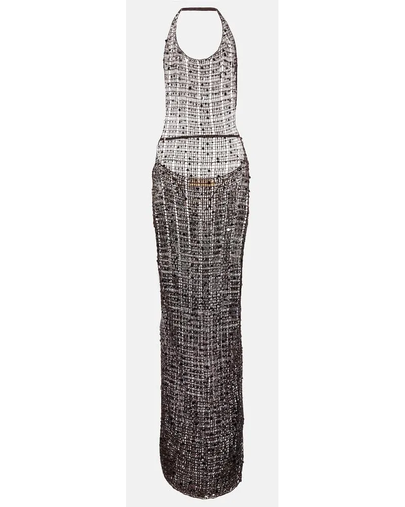 Aya Muse Abito lungo con paillettes e cut-out Nero