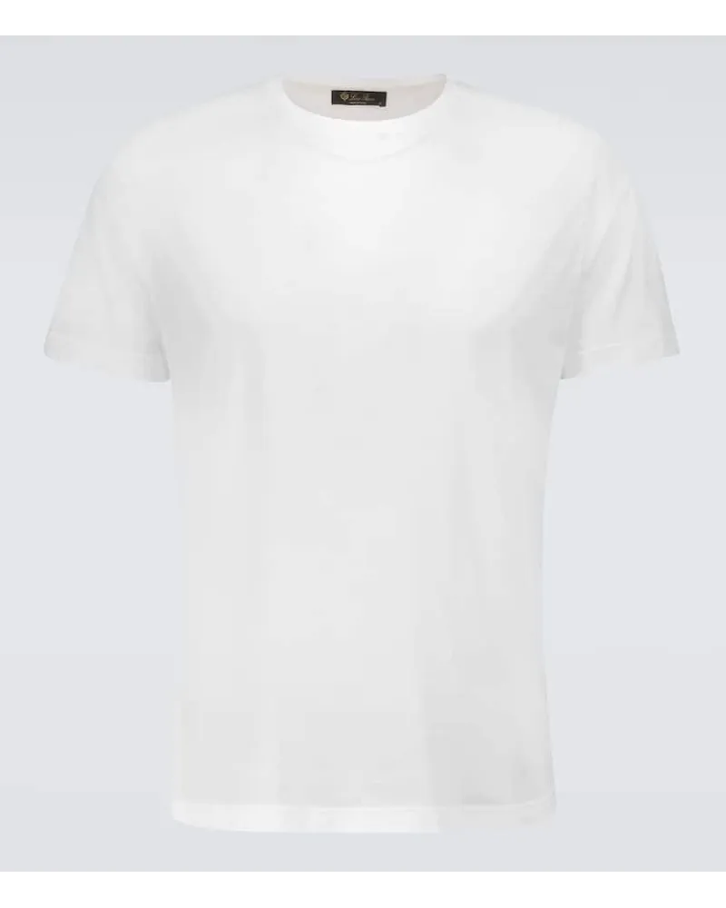 Loro Piana T-shirt in misto seta e cotone Bianco