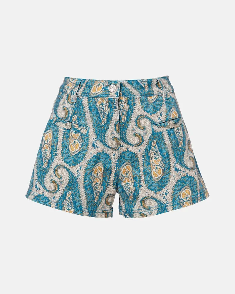 Etro Shorts di jeans con stampa paisley Multicolore