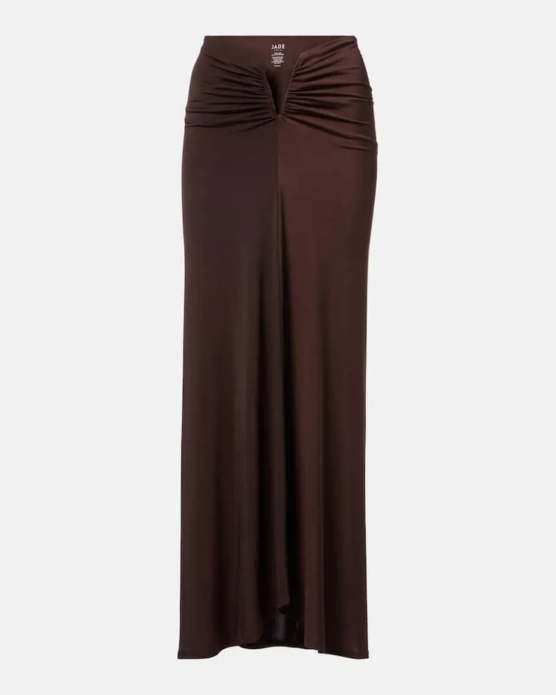 JADE SWIM Gonna lunga Skyla con ruches Marrone