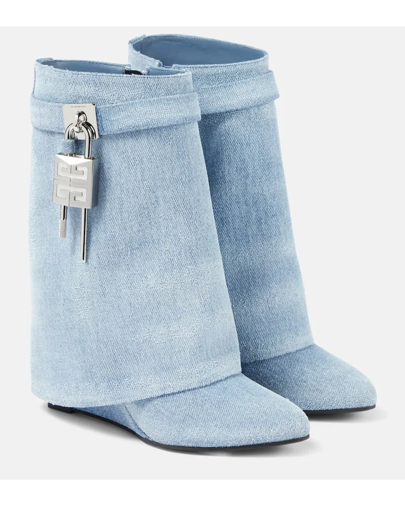 Givenchy Stivaletti Shark Lock in denim Blu