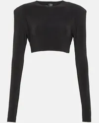 Norma Kamali Top cropped in jersey Nero