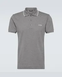 Ermenegildo Zegna Polo in misto cotone con logo Grigio