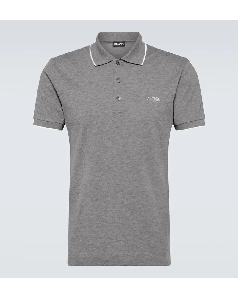 Ermenegildo Zegna Polo in misto cotone con logo Grigio