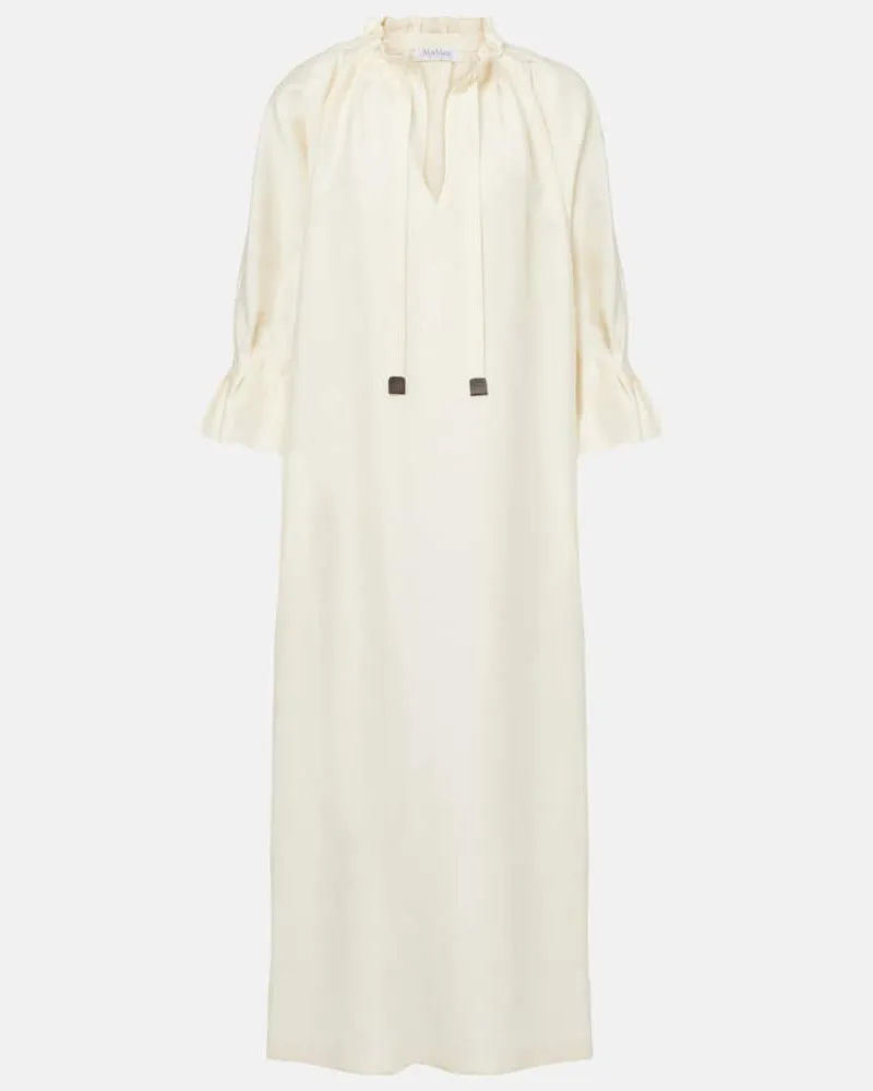 Max Mara Abito lungo Jene in lino e misto seta Bianco