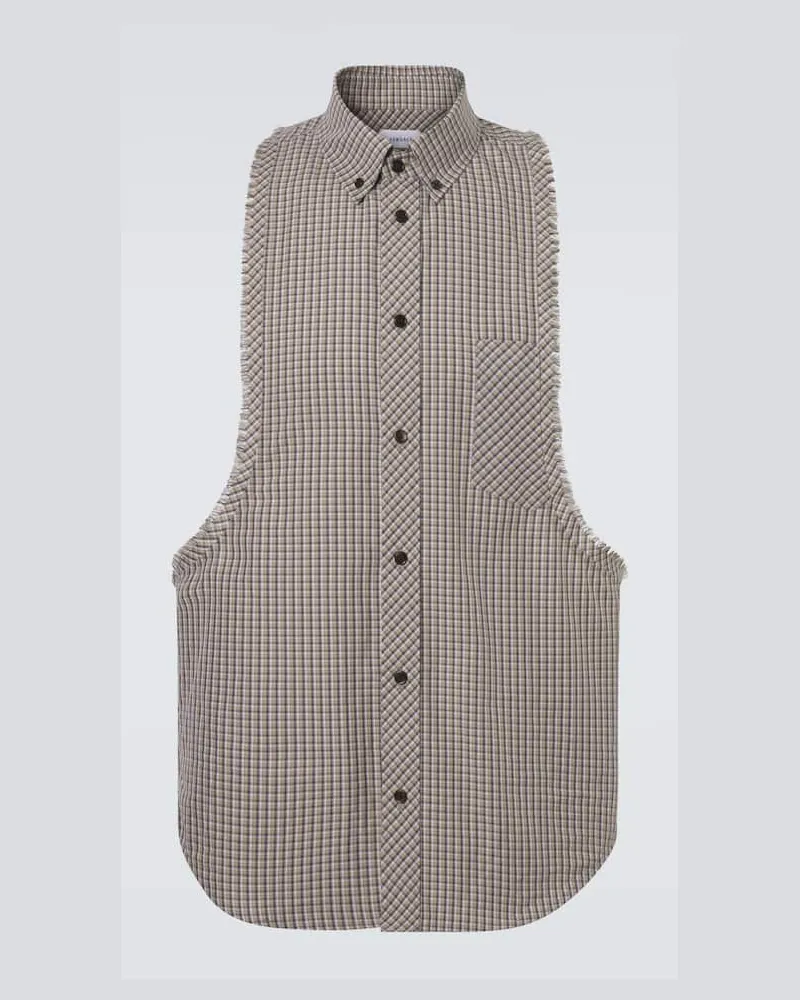 Versace Camicia in cotone a quadri Beige