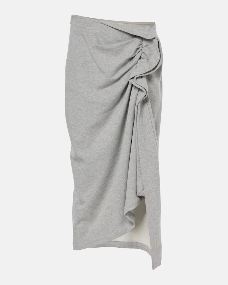 Dries van Noten Gonna midi in jersey di cotone Grigio