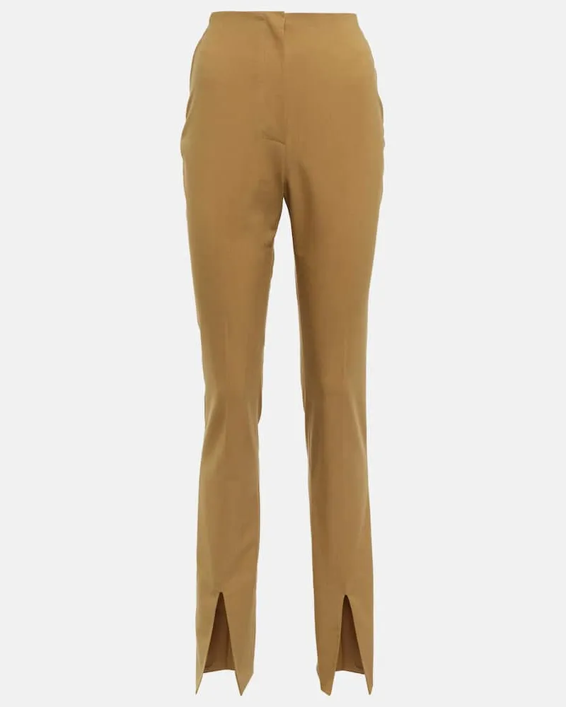 Nanushka Pantaloni slim Florine in misto lana Marrone
