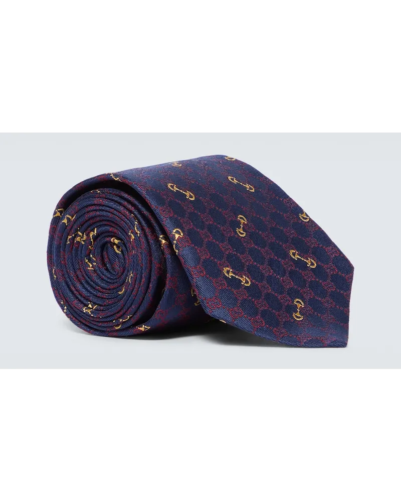 Gucci Cravatta GG in seta jacquard Blu