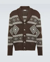 Brunello Cucinelli Cardigan in jacquard di cashmere Marrone