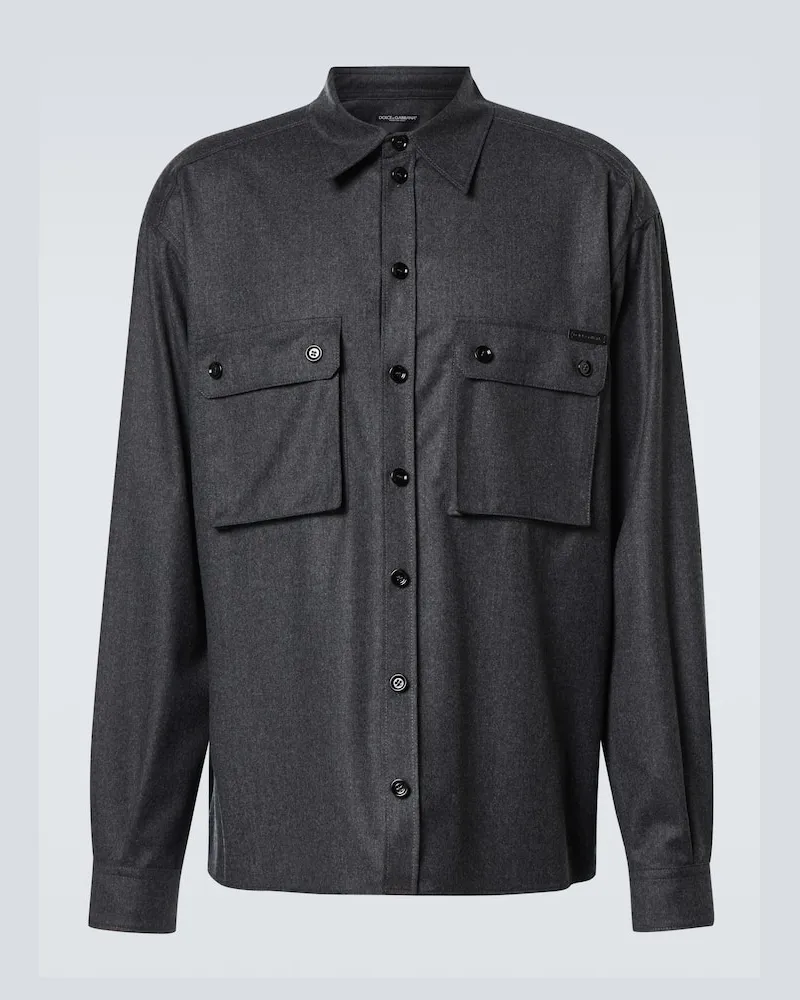 Dolce & Gabbana Camicia in lana vergine Grigio