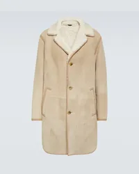 Loro Piana Cappotto Sedrun in suede con shearling Marrone