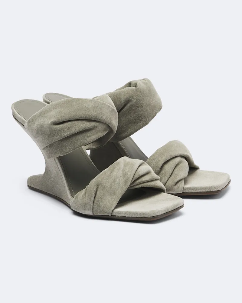 Rick Owens Mules Twisted Cantilever in suede con zeppa Grigio