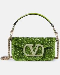 Valentino Garavani Borsa a spalla Locò Small con paillettes Verde