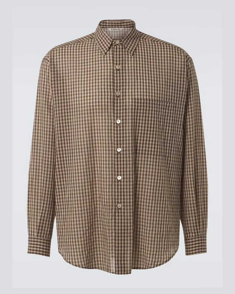 AURALEE Camicia Airy in cotone Marrone
