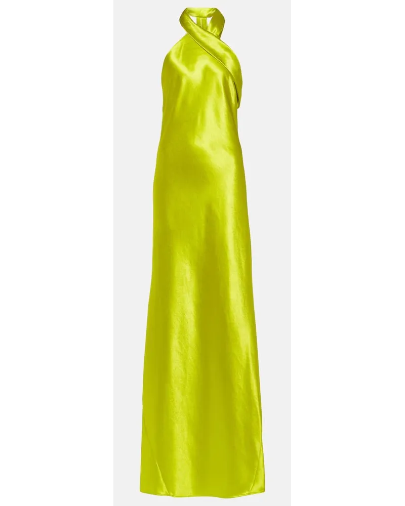 GALVAN Abito lungo con scollo all'americana Giallo