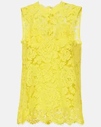 Dolce & Gabbana Top in pizzo con stampa floreale Giallo