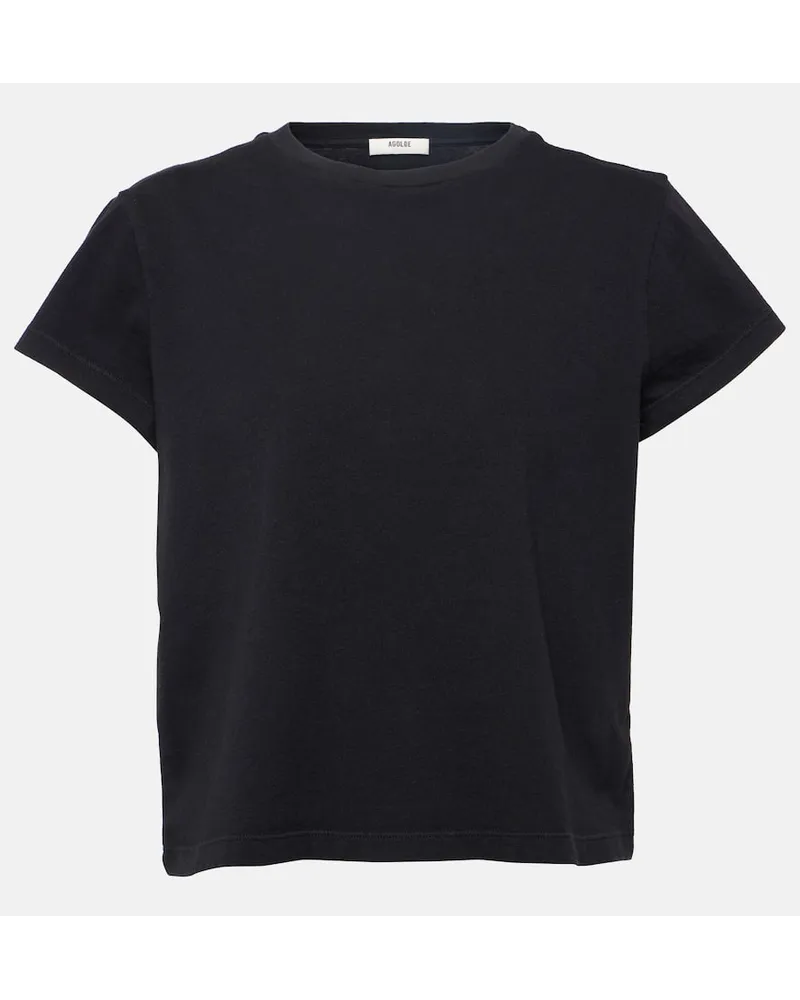AGOLDE T-shirt cropped Adine in jersey Nero