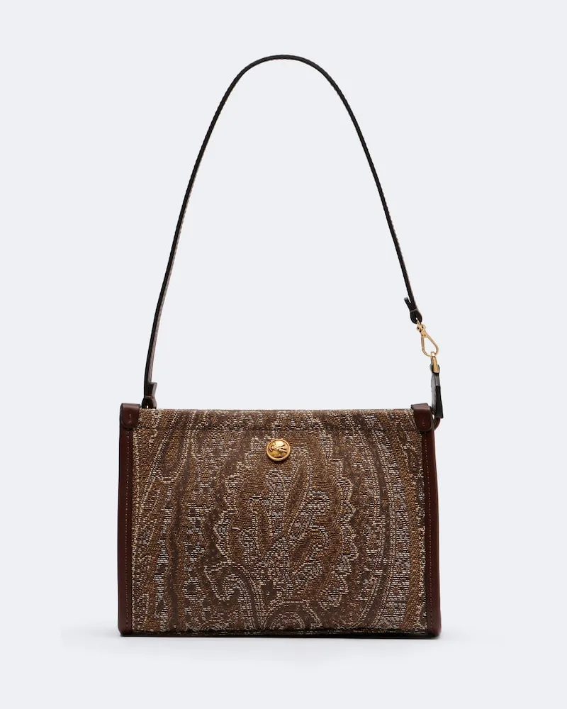 Etro Borsa a mano Arnica Small in canvas spalmato Marrone