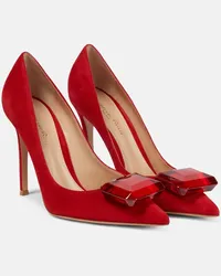 Gianvito Rossi Pumps Jaipur 105 in suede con cristalli Rosso