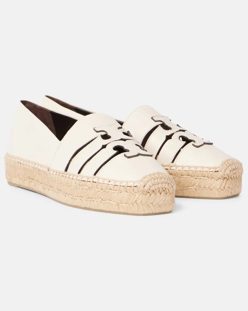 Tory Burch Espadrillas Ines Double T in pelle Bianco