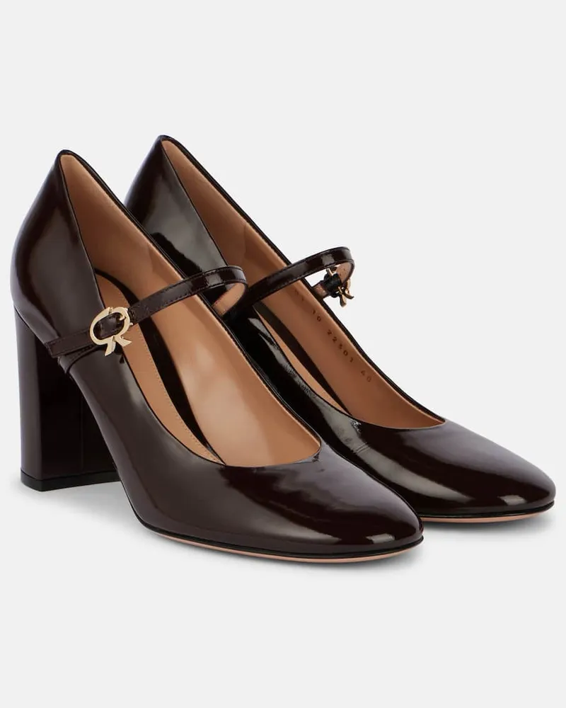 Gianvito Rossi Pumps 85 Mary Jane in vernice Borgogna
