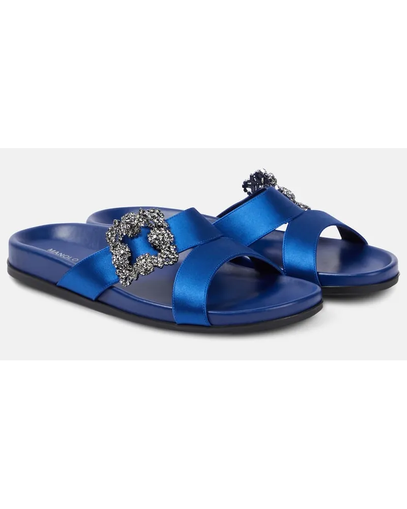 Manolo Blahnik Sandali Chilanghi in raso Blu