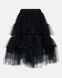 Simone Rocha Gonna midi in tulle a strati Nero