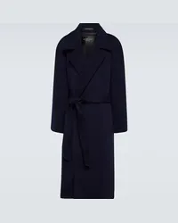 Balenciaga Cappotto in cashmere e lana con cintura Blu