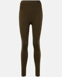 Loro Piana Leggings in misto seta a coste Verde