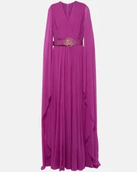 Elie Saab Abito lungo in chiffon di seta Viola