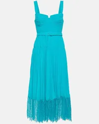 Self-Portrait Abito midi in chiffon con pizzo Blu