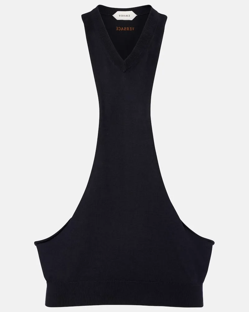 Versace Top in maglia di cotone Blu