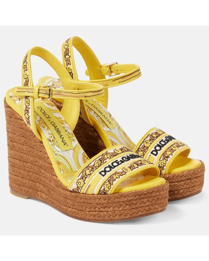 Dolce & Gabbana Espadrillas Majolica con pelle e zeppa Giallo