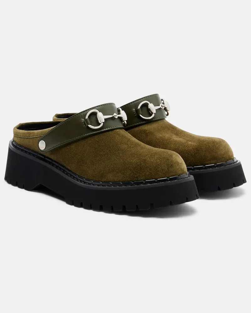 Gucci Mules Horsebit in suede Verde