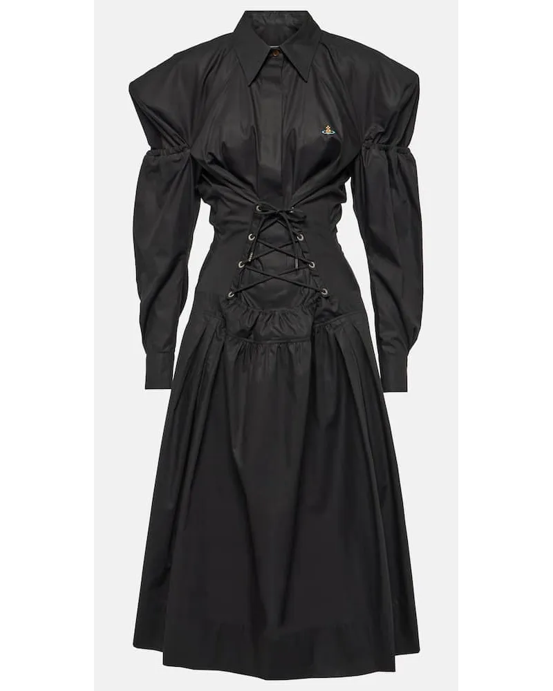 Vivienne Westwood Abito midi Kate in popeline di cotone Nero