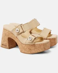 Jimmy Choo Sandali Fayence in canvas con plateau Neutro