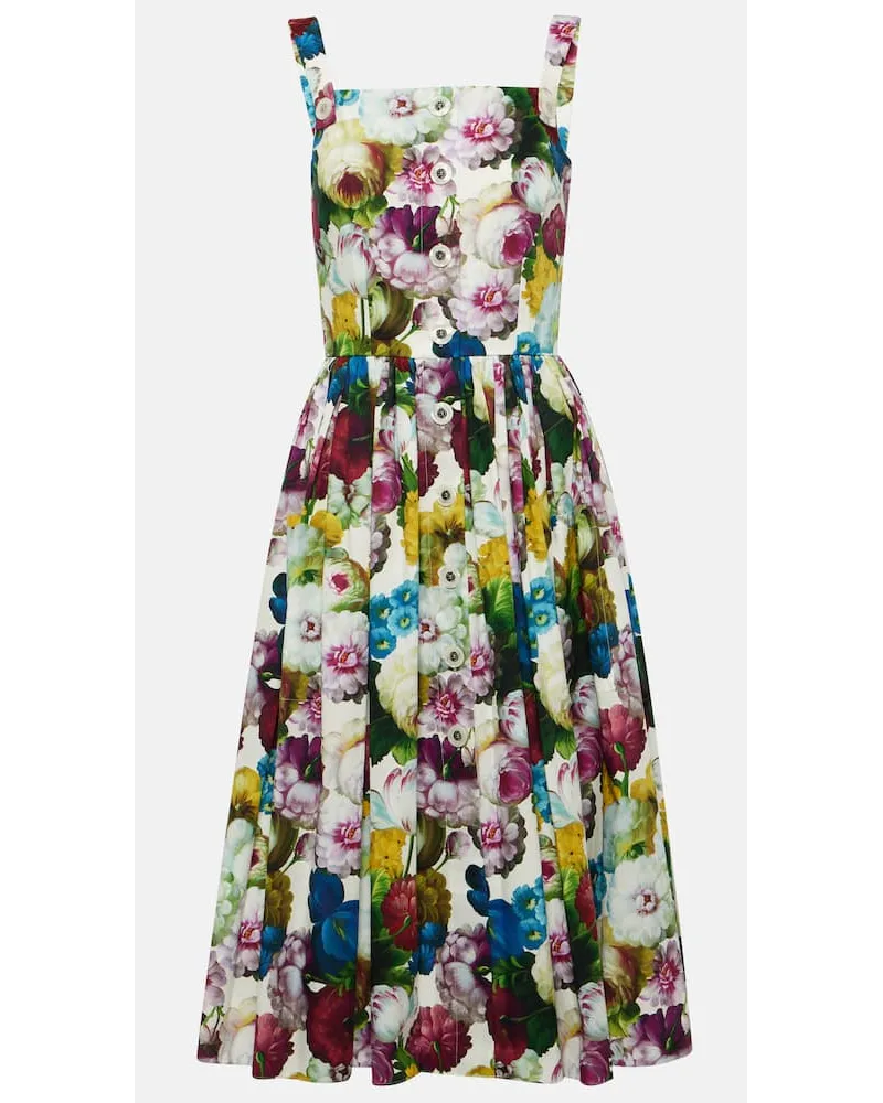 Dolce & Gabbana Abito midi in cotone con stampa Multicolore