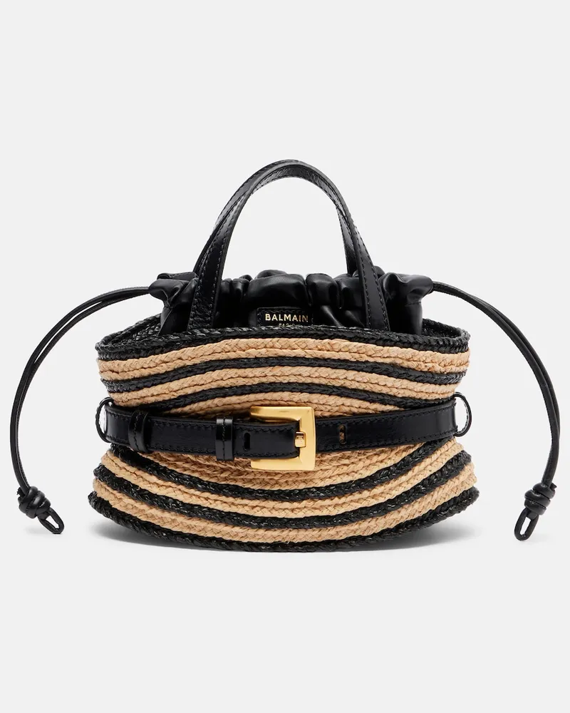 Balmain Borsa a mano a righe Beige