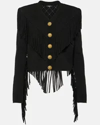 Balmain Cardigan con frange Nero