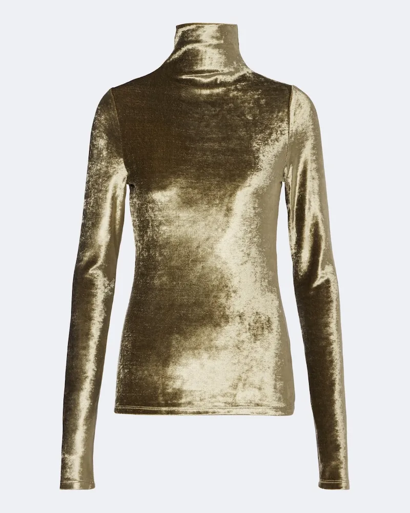 Christophe Lemaire Top in velluto a collo alto Oro