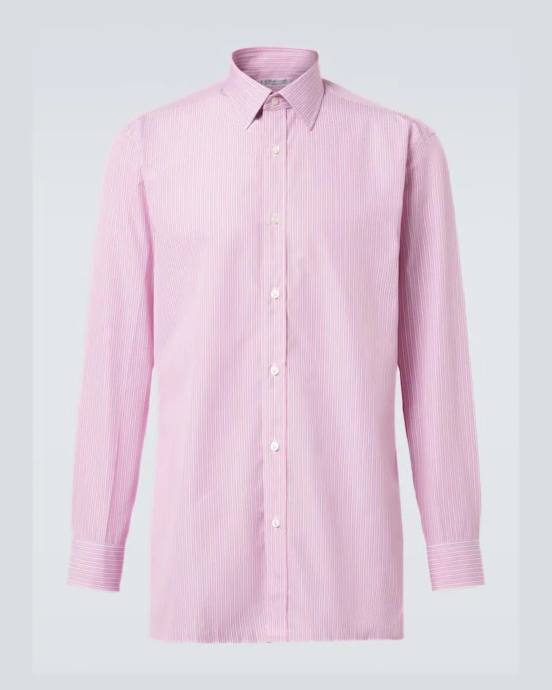 Charvet Camicia in popeline di cotone a righe Rosso