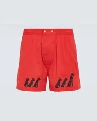 BODE Shorts Monday in cotone con stampa Rosso